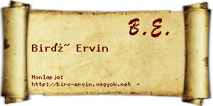 Biró Ervin névjegykártya