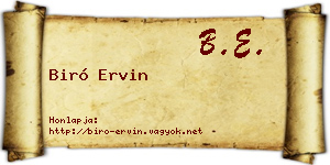 Biró Ervin névjegykártya